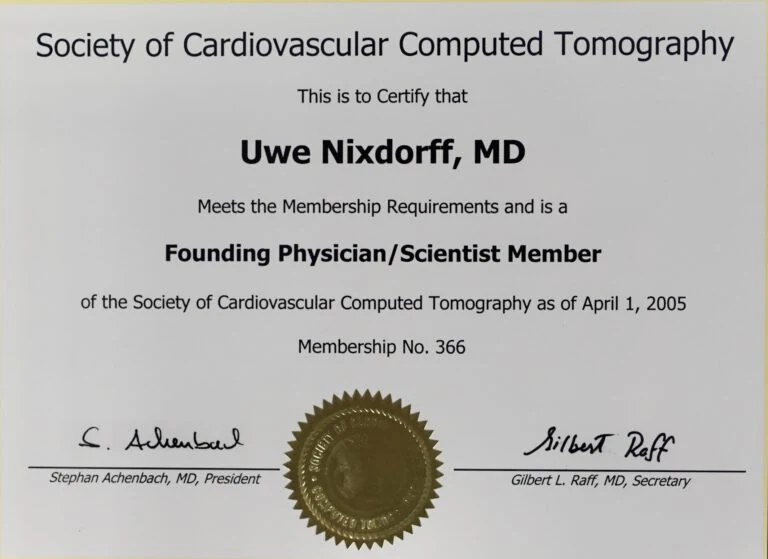 Society of Cardiovascular Computed Tomography · عضو مؤسس 2005