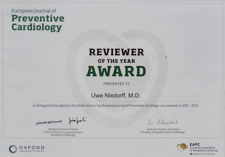 European Journal of Preventive Cardiology · Reviewer of the Year